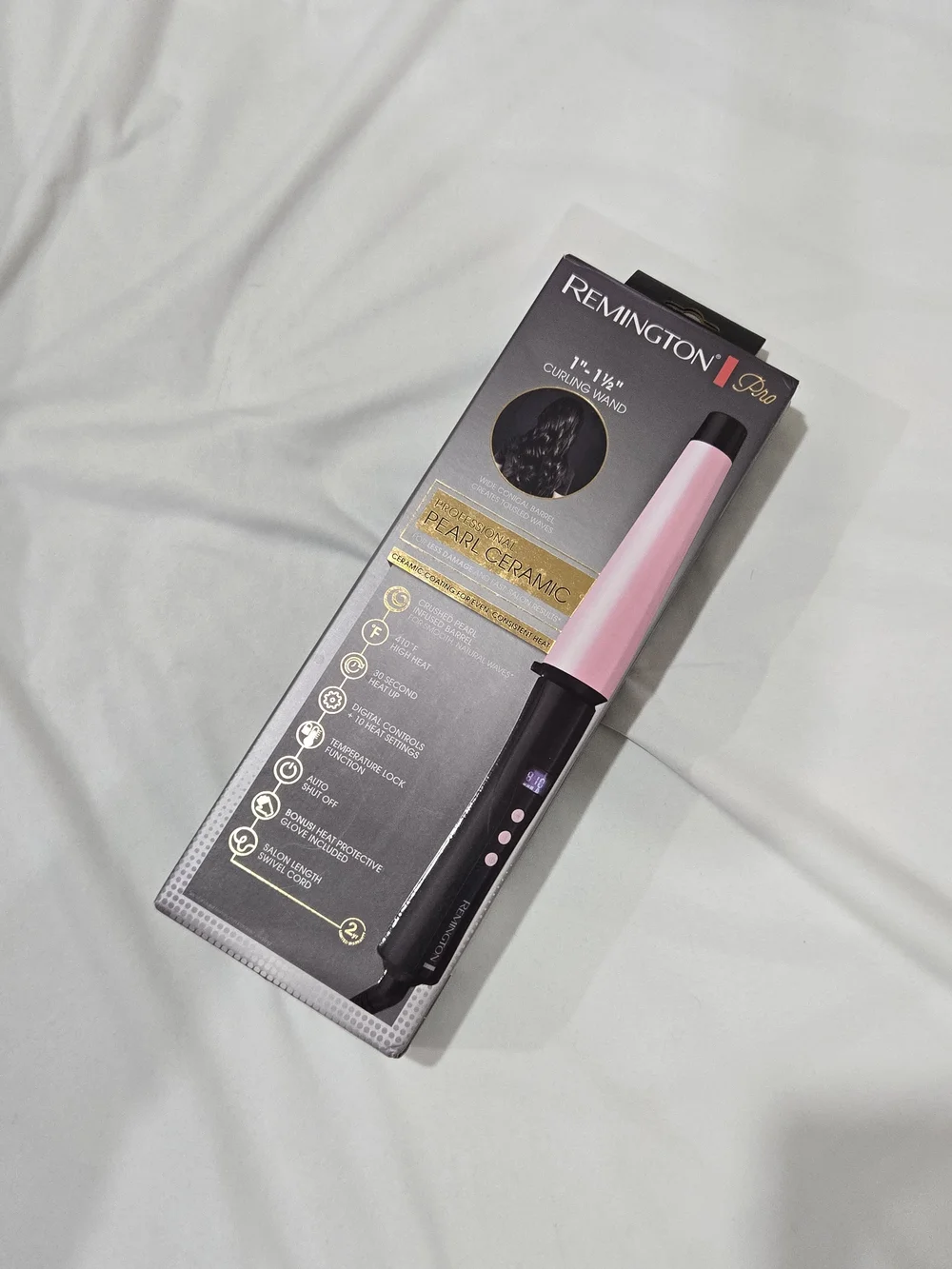Remington pro pearl taper ceramic curling iron wand 1-1.5 in, digital controls